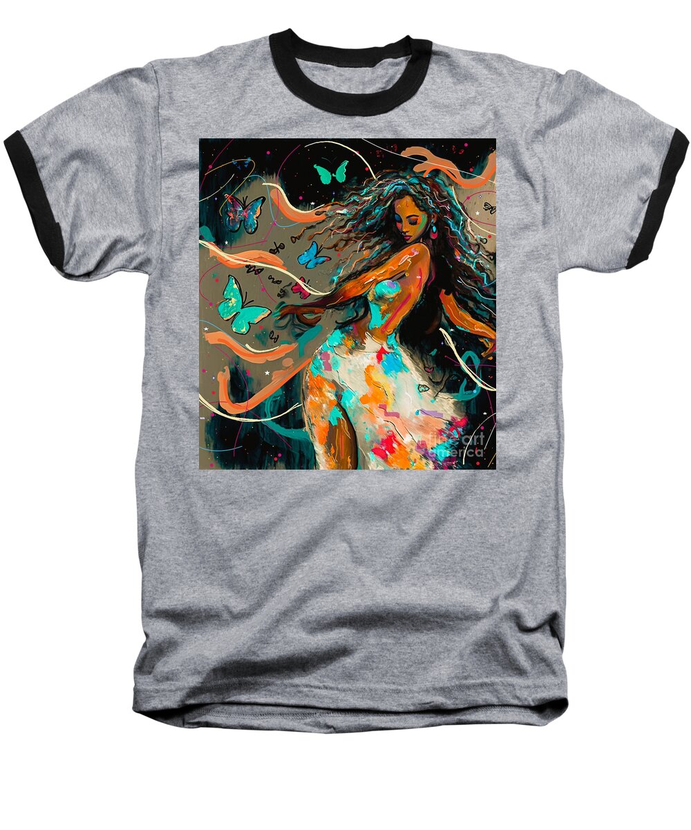 Woman Baseball T-Shirt featuring the painting Flowing Art Print by Crystal Stagg