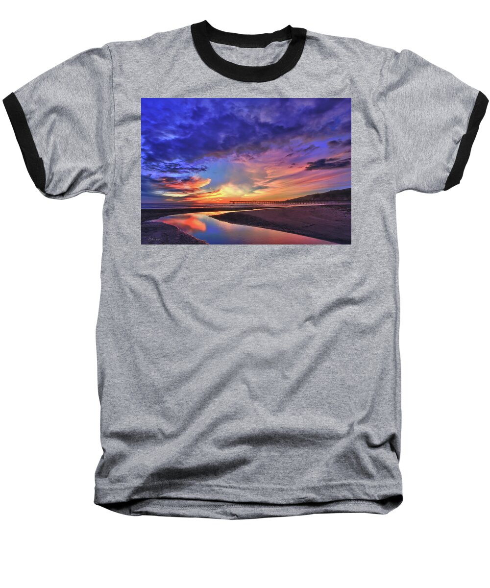 Cayucos Baseball T-Shirt featuring the photograph Flowing out to the Ocean by Beth Sargent