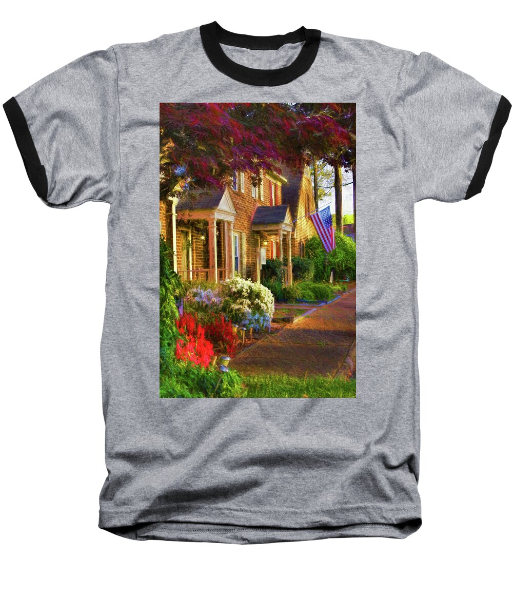 Springtime Baseball T-Shirt featuring the photograph Flying Old Glory in Springtime by Ola Allen