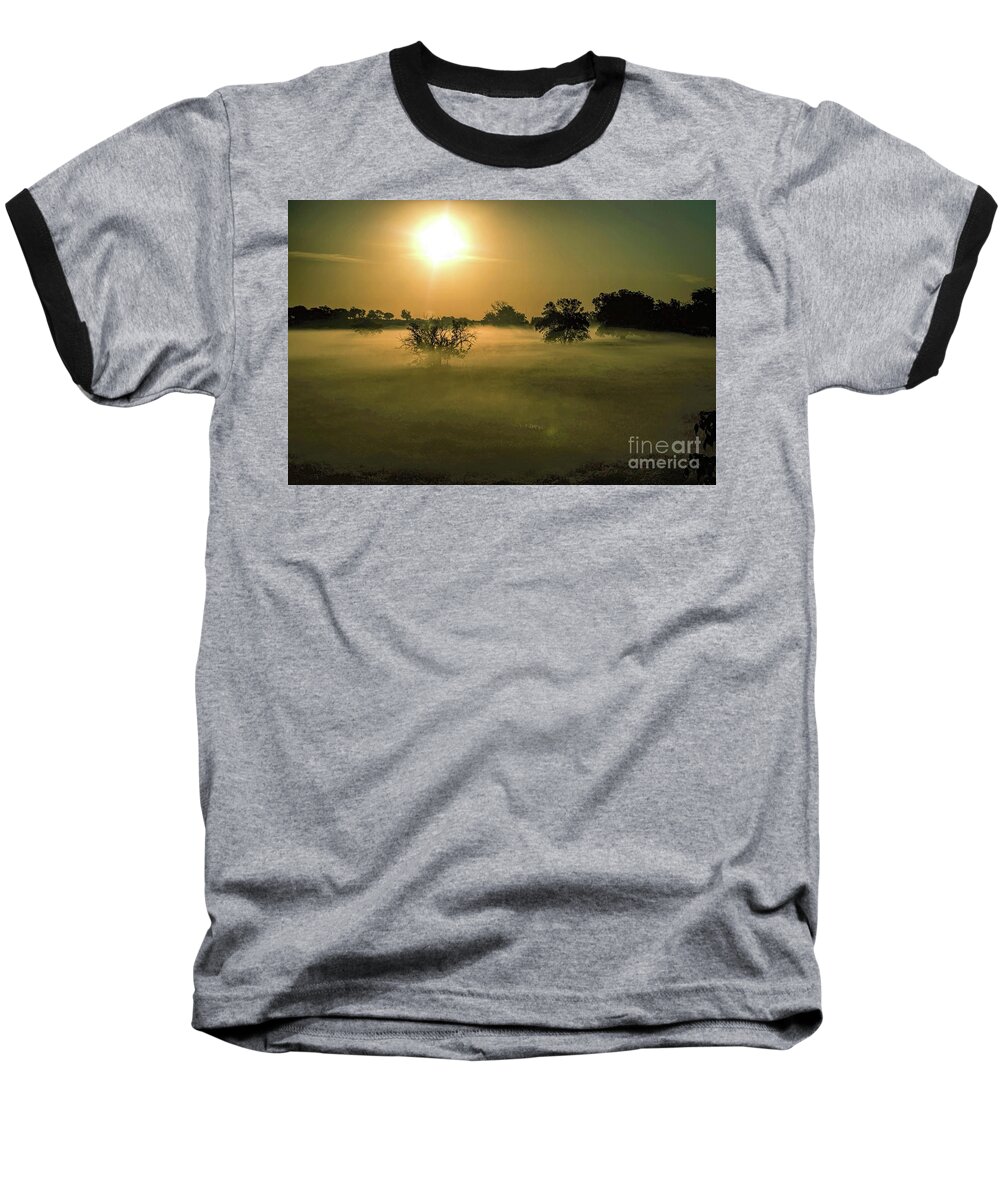 Fog Baseball T-Shirt featuring the photograph Foggy Sunrise by Diana Mary Sharpton