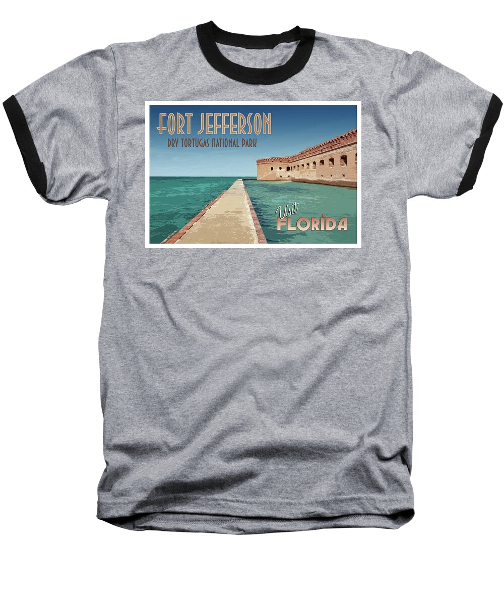 Travel Poster Baseball T-Shirt featuring the photograph Fort Jefferson Dry Tortugas Travel Poster by Kristia Adams