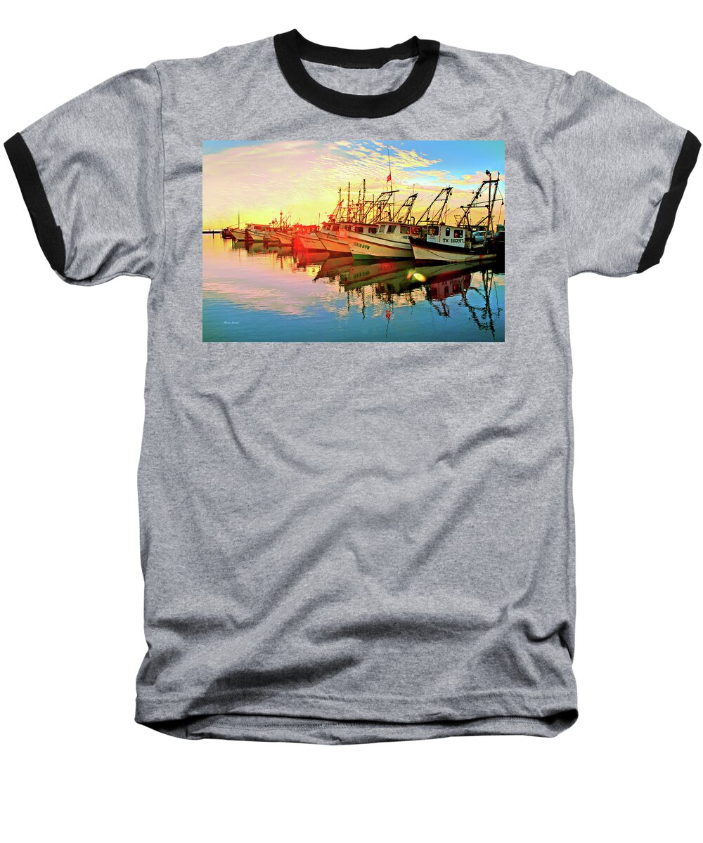 Shrimp Boat Baseball T-Shirt featuring the photograph Fulton Harbor by Maria Nesbit