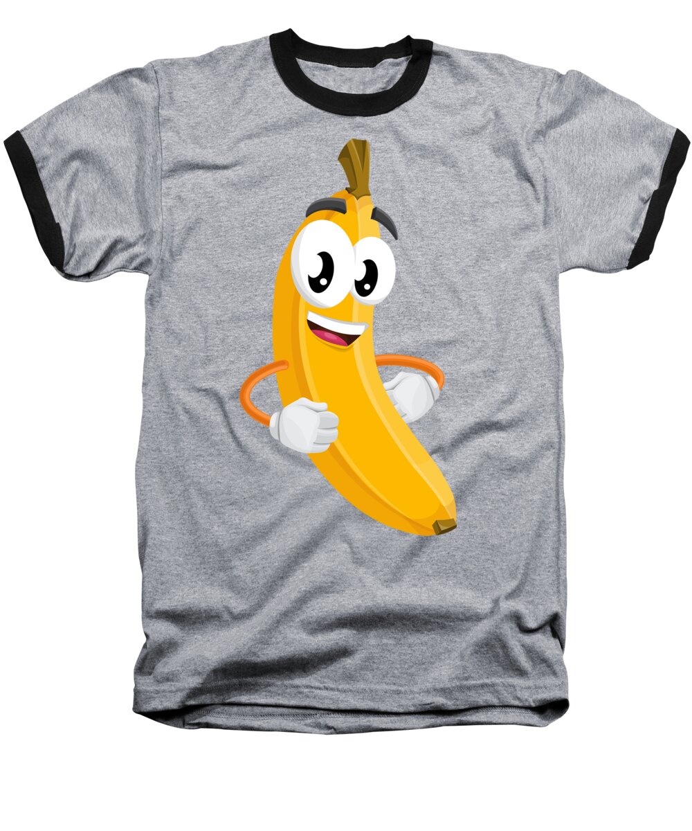 Funny Baseball T-Shirt featuring the digital art Funny Banana Character Hands Eyes Mouth by Jeff Creation