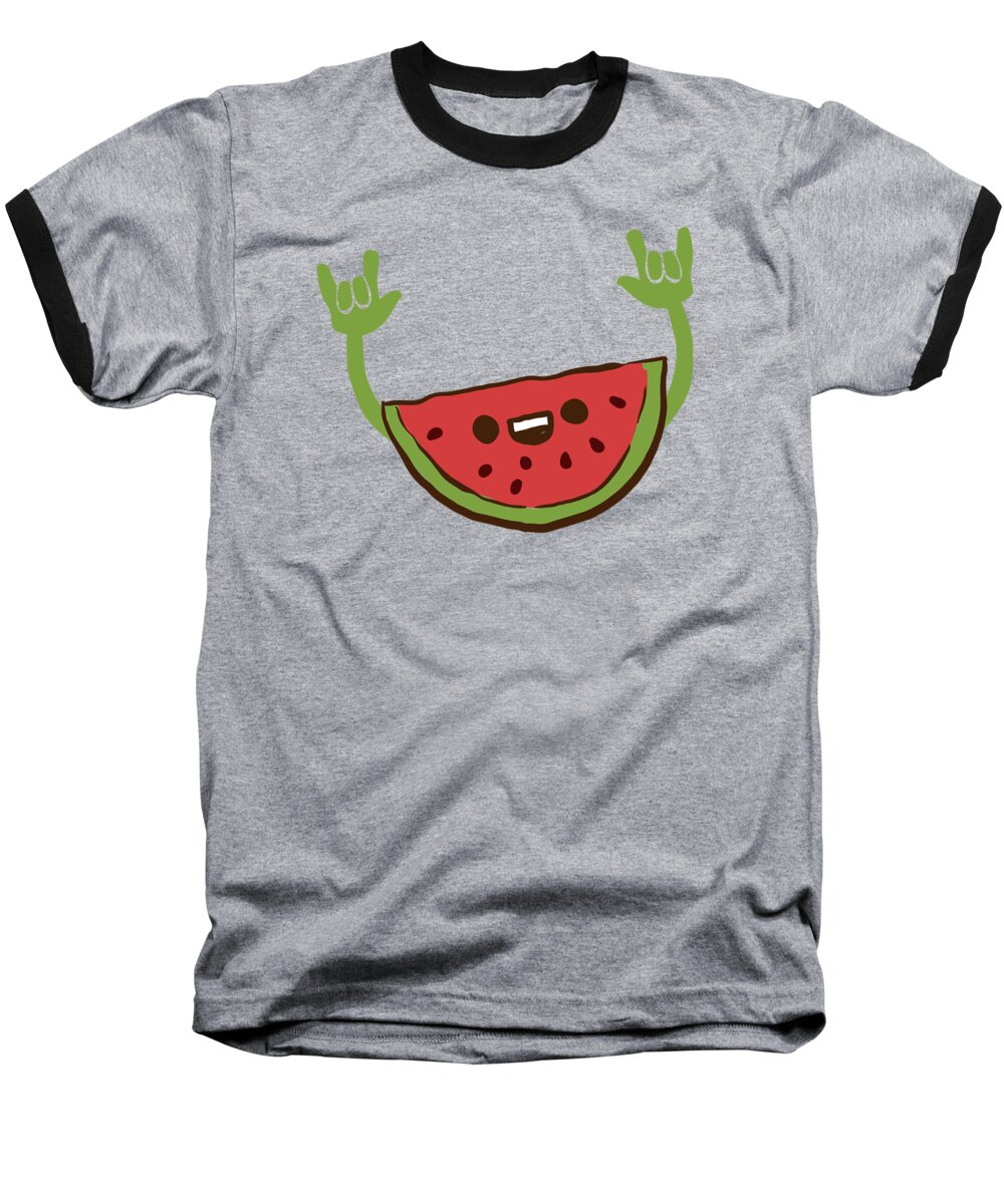 Funny Baseball T-Shirt featuring the digital art Funny Dancing Watermelon by Eboni Dabila