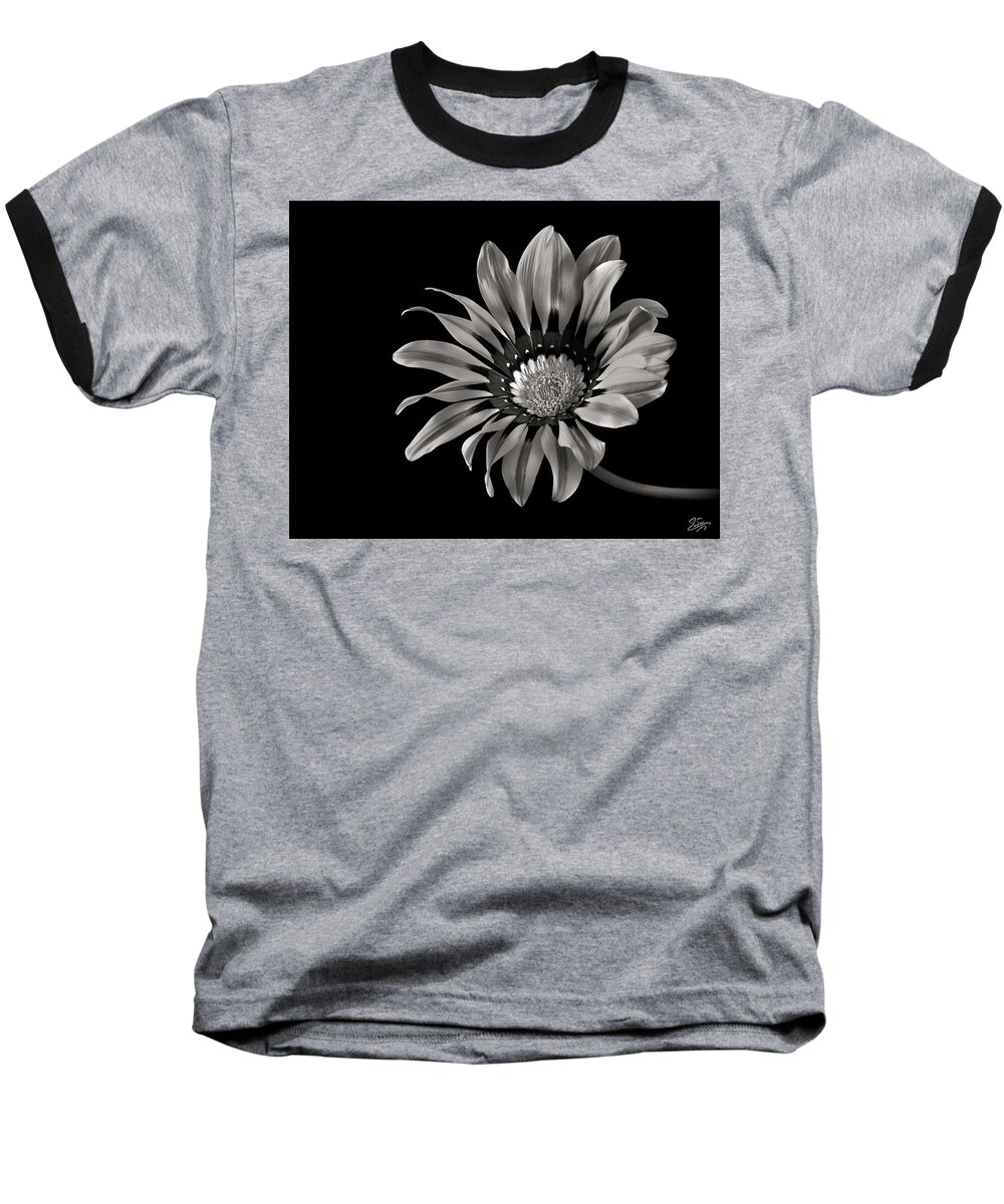 Flower Baseball T-Shirt featuring the photograph Gazinia 2 in Black and White by Endre Balogh