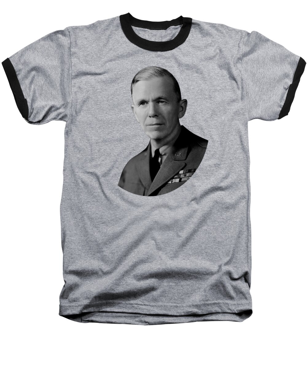 George Marshall Baseball T-Shirt featuring the photograph General George Marshall Portrait - 1940 by War Is Hell Store