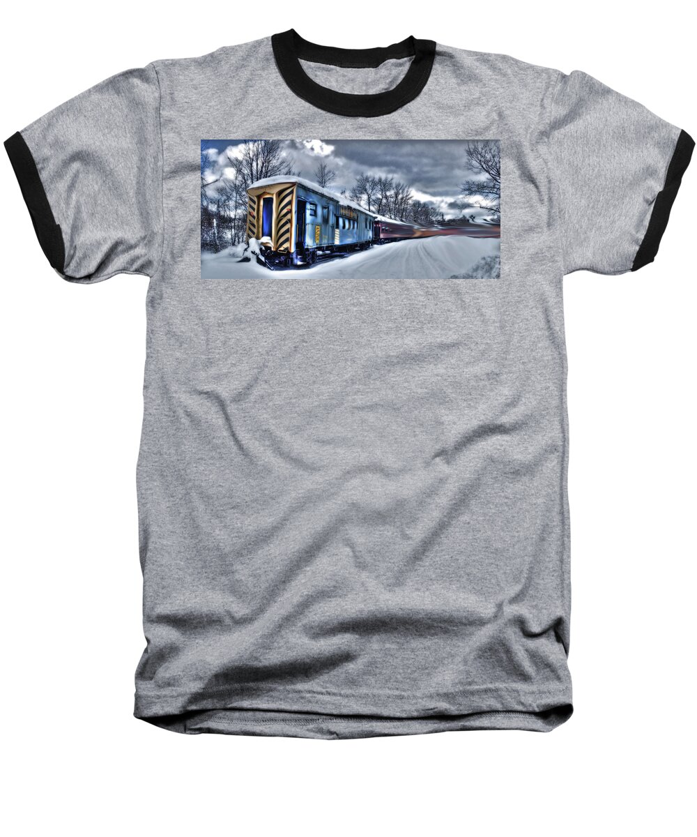 Train Baseball T-Shirt featuring the photograph Ghost Train in an Existential Storm by Wayne King