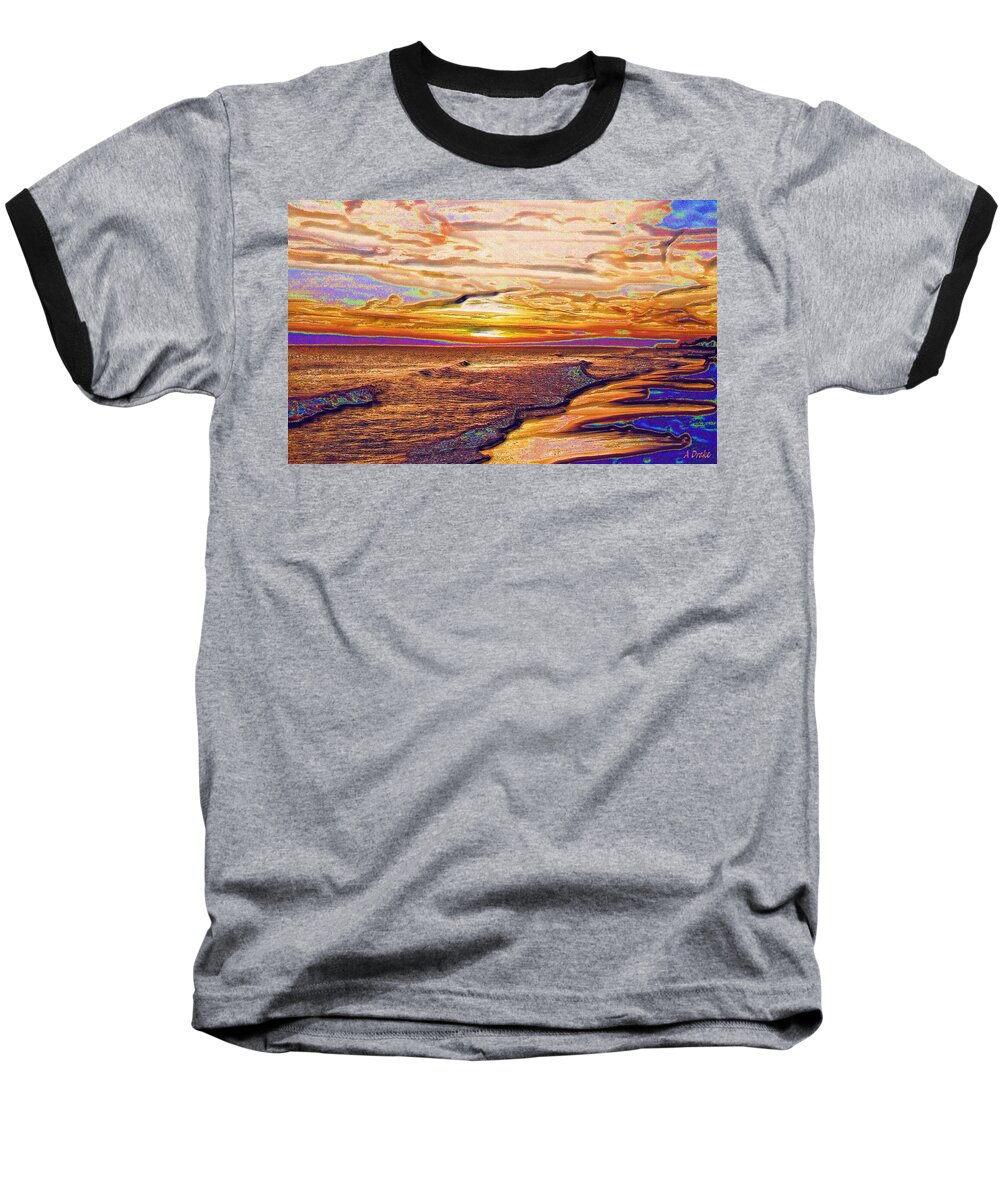 Beach Baseball T-Shirt featuring the digital art Global Warming Beach by Alec Drake