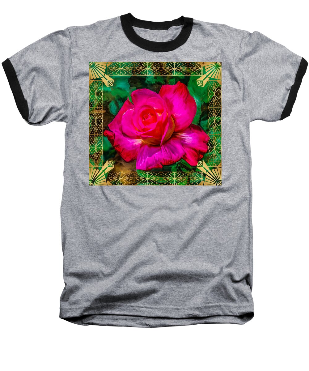 Golden Red Rose Baseball T-Shirt featuring the digital art Golden Red Rose by Don Wright