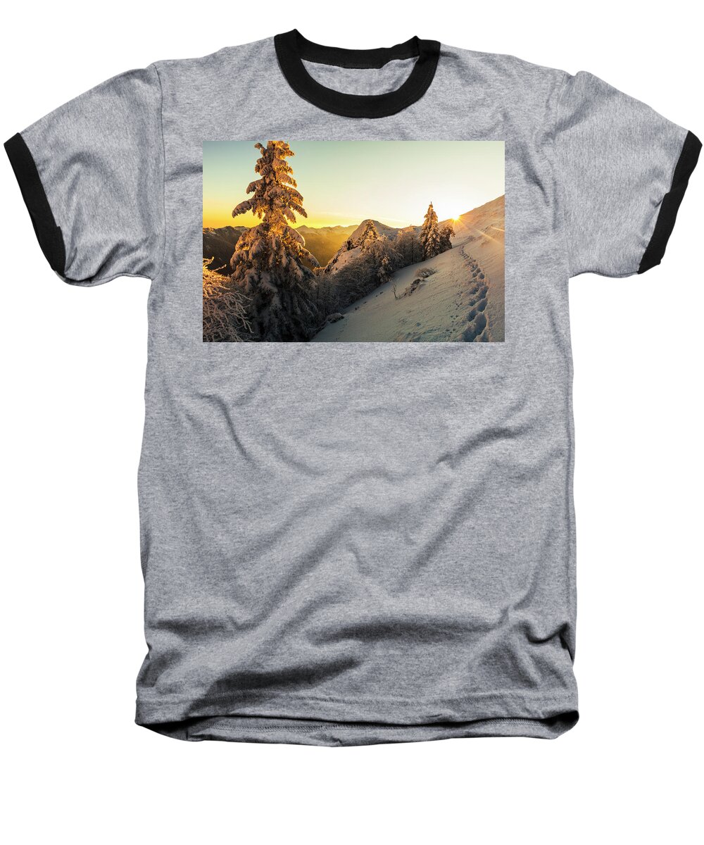 Balkan Mountains Baseball T-Shirt featuring the photograph Golden Winter by Evgeni Dinev