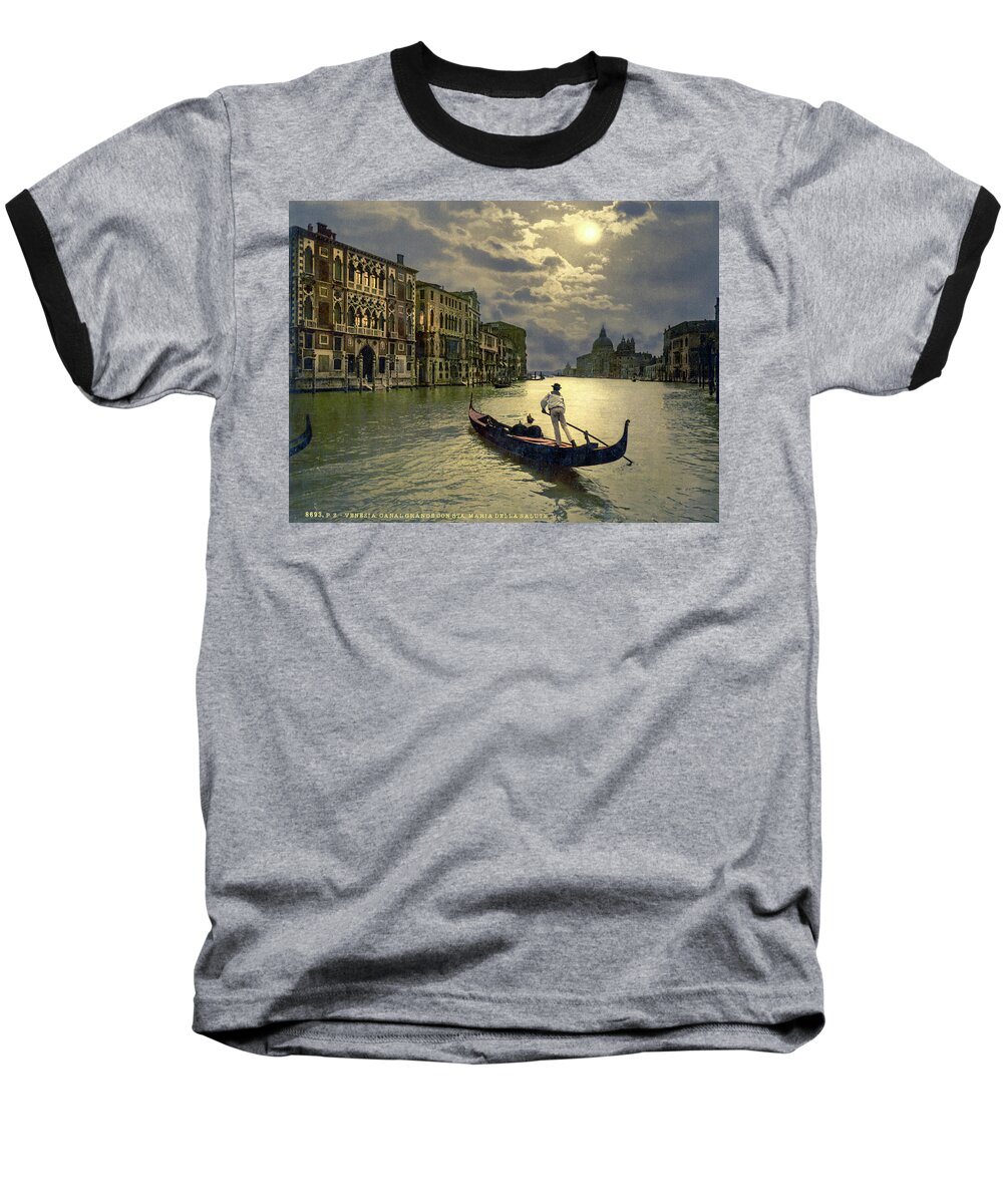 Venice Baseball T-Shirt featuring the photograph Grand Canal By Moonlight by Joseph S Giacalone