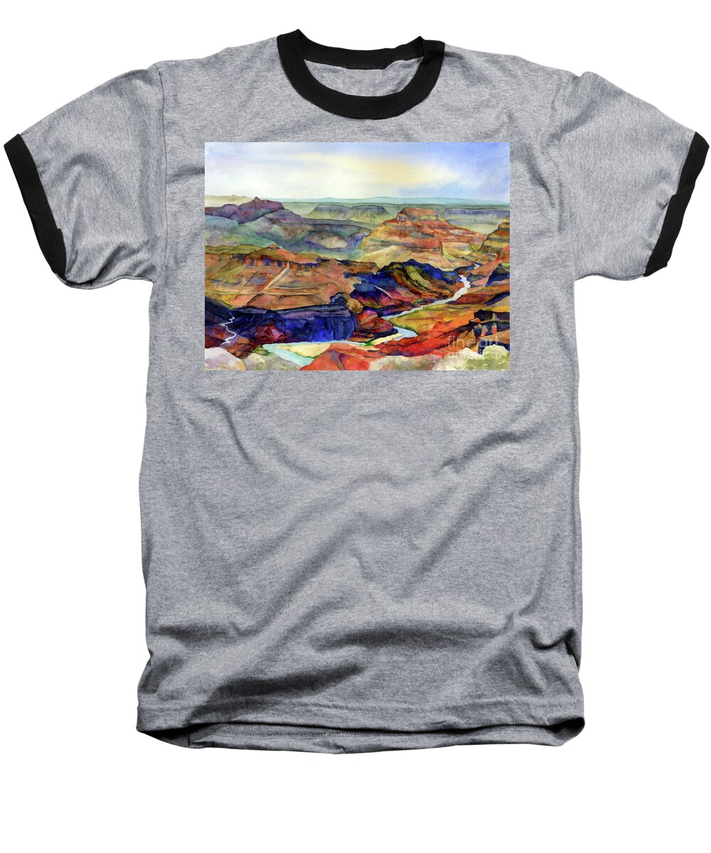 Grand Canyon Baseball T-Shirt featuring the painting Grand Canyon South Rim by Hailey E Herrera