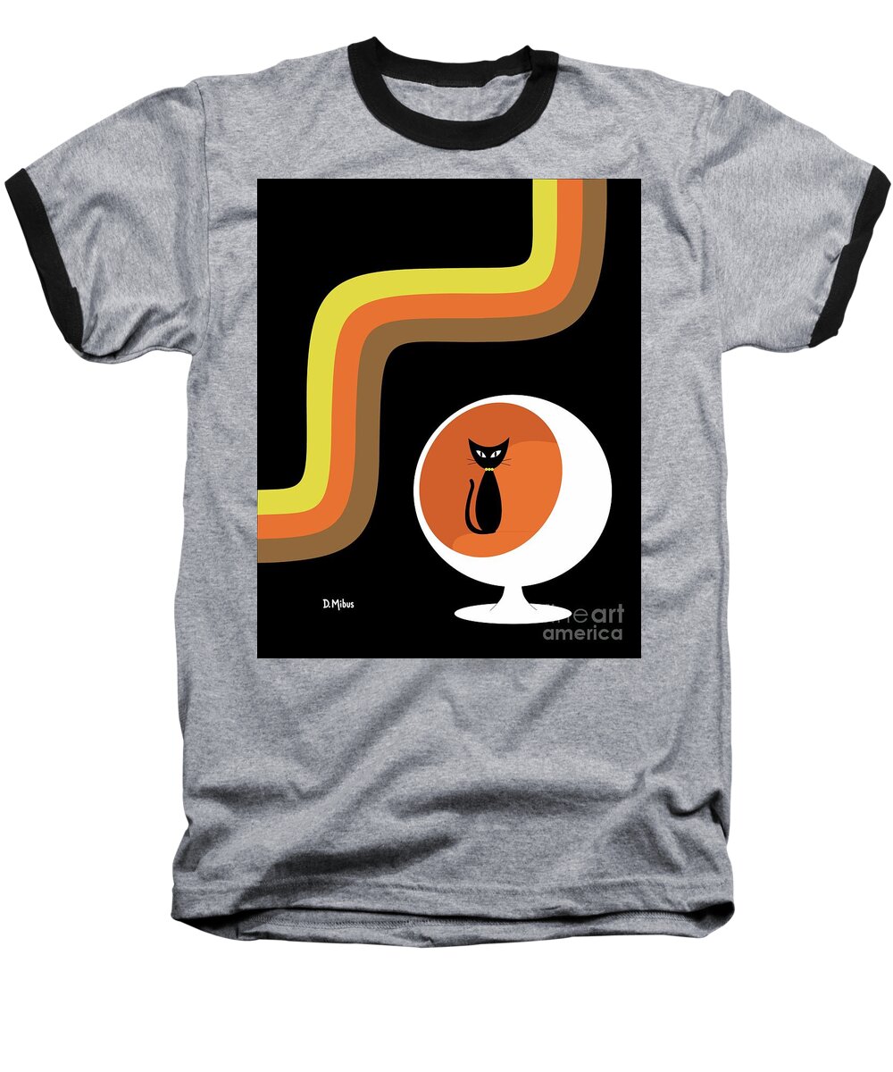 70s Baseball T-Shirt featuring the digital art Groovy Stripes I by Donna Mibus