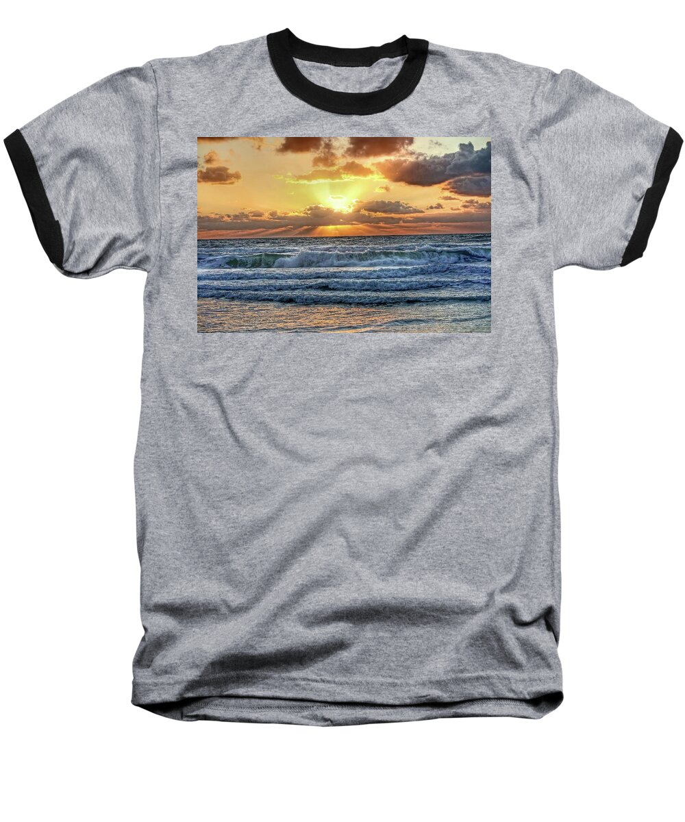 Florida Sunset Baseball T-Shirt featuring the photograph Gulf Waters by HH Photography of Florida