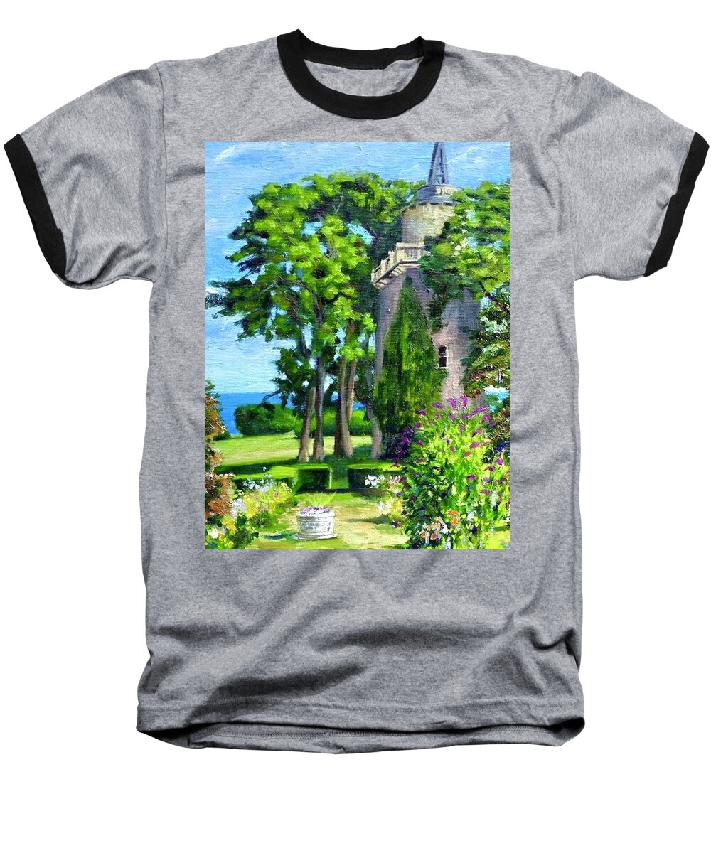 Harkness Memorial Park Baseball T-Shirt featuring the painting Harkness Memorial Park Water Tower Waterford CT by Patty Kay Hall
