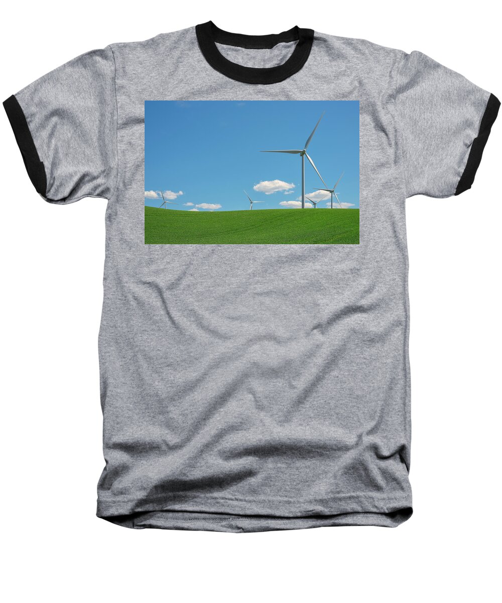 Palouse Baseball T-Shirt featuring the photograph Harnessing Wind by Ryan Manuel