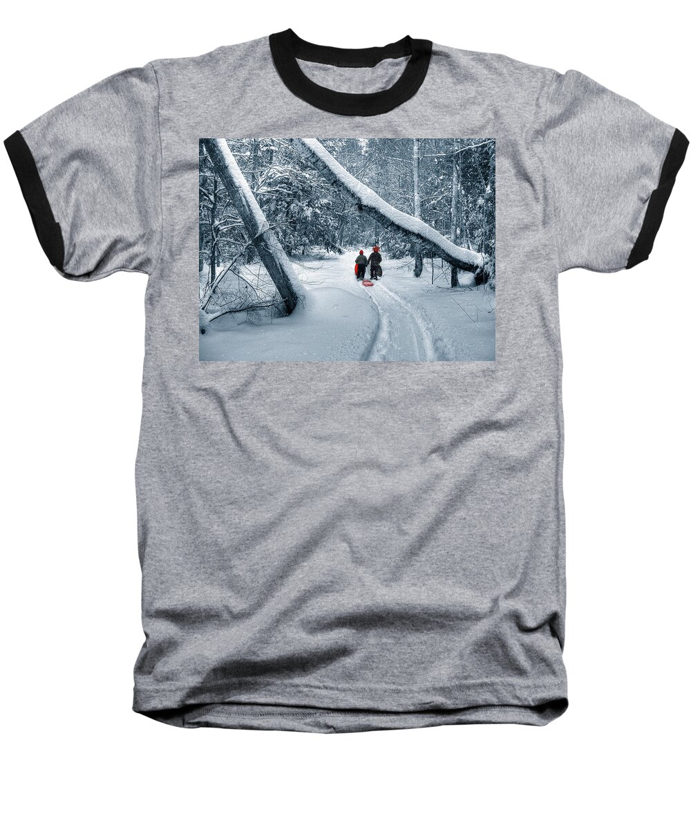 Winter Baseball T-Shirt featuring the photograph Hiking into the Gully by Wayne King