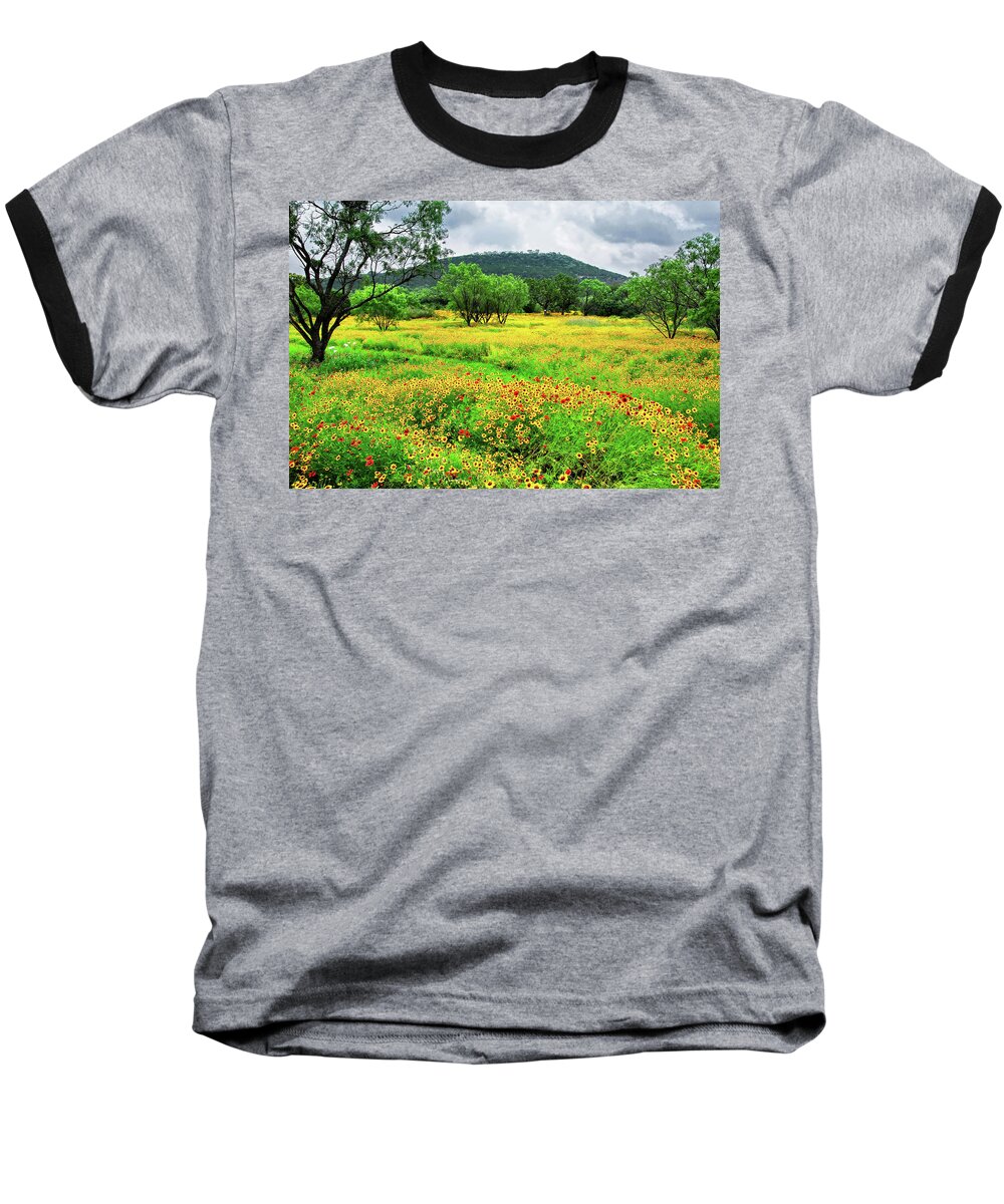 Texas Hill Country Baseball T-Shirt featuring the photograph Hill Country Wildflowers by Lynn Bauer