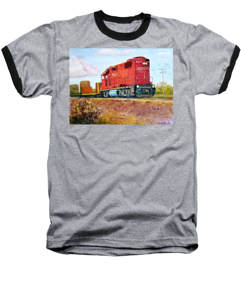 Railroad Art Baseball T-Shirt featuring the painting Hlcx 1824 by William Reed