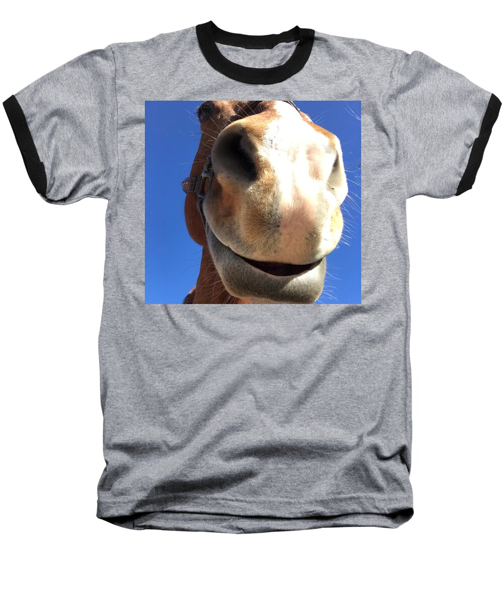 Horse Baseball T-Shirt featuring the photograph Horse Grin by Christy Garavetto