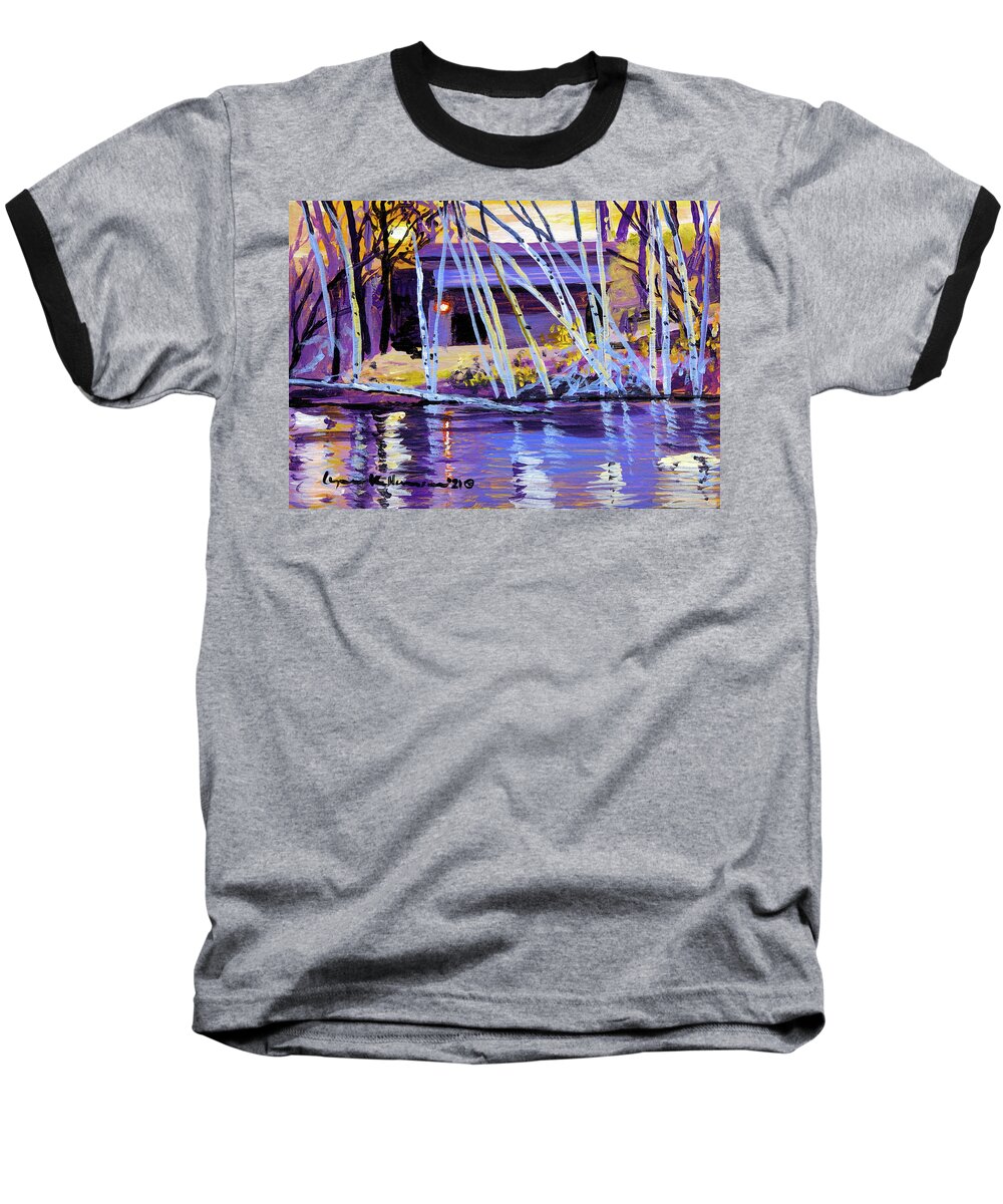 Autumn Baseball T-Shirt featuring the painting House in the Woods by Lynn Hansen