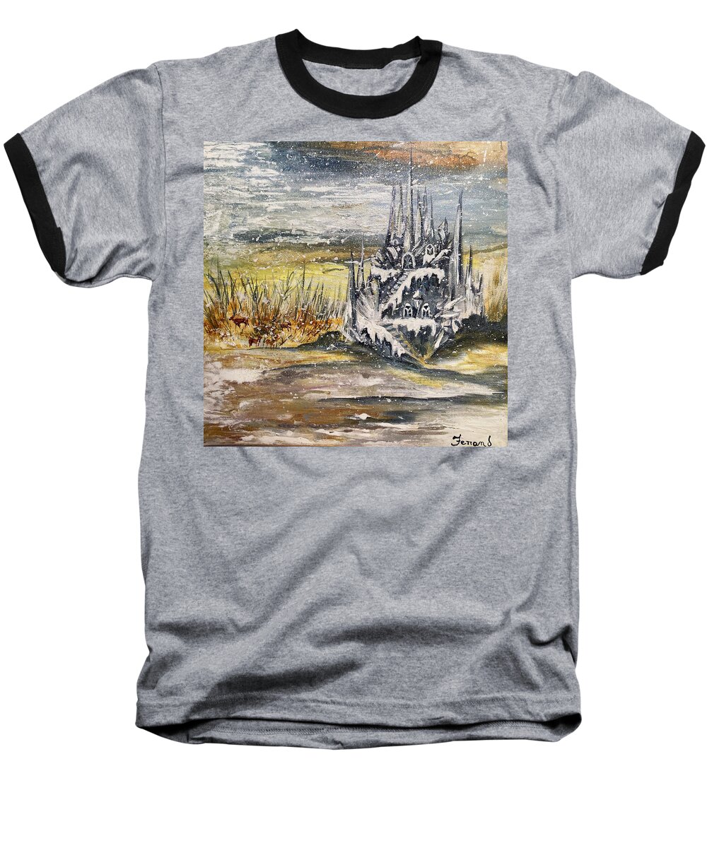 Ice Baseball T-Shirt featuring the painting Ice castle by Karen Ferrand Carroll