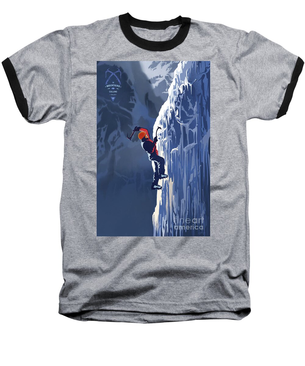 Ice Climbing Baseball T-Shirt featuring the painting Ice Climber by Sassan Filsoof