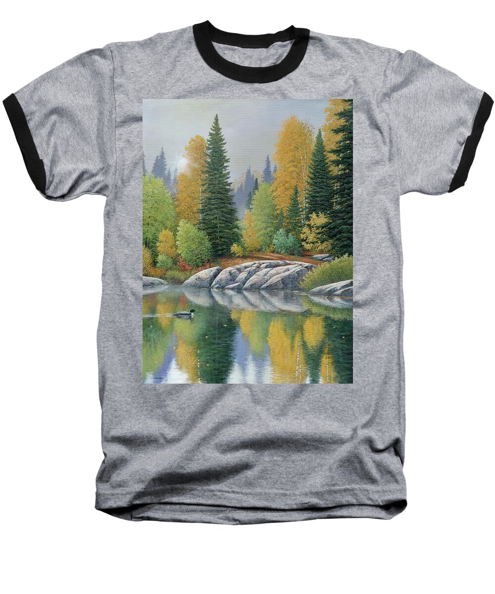 Jake Vandenbrink Baseball T-Shirt featuring the painting In The Autumn Air by Jake Vandenbrink