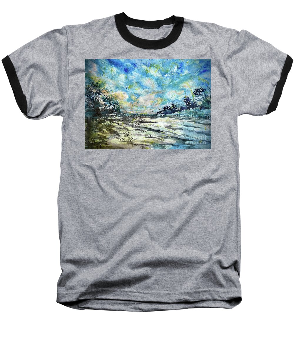 Art For Guys Baseball T-Shirt featuring the painting In the Skiff by Francelle Theriot