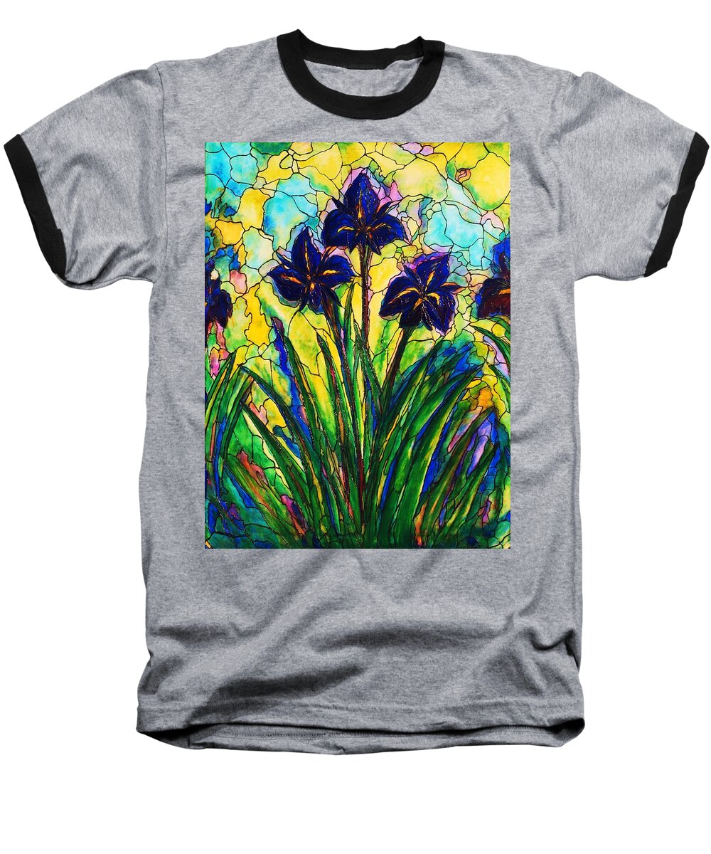 Original Art Baseball T-Shirt featuring the painting Irises by Rae Chichilnitsky