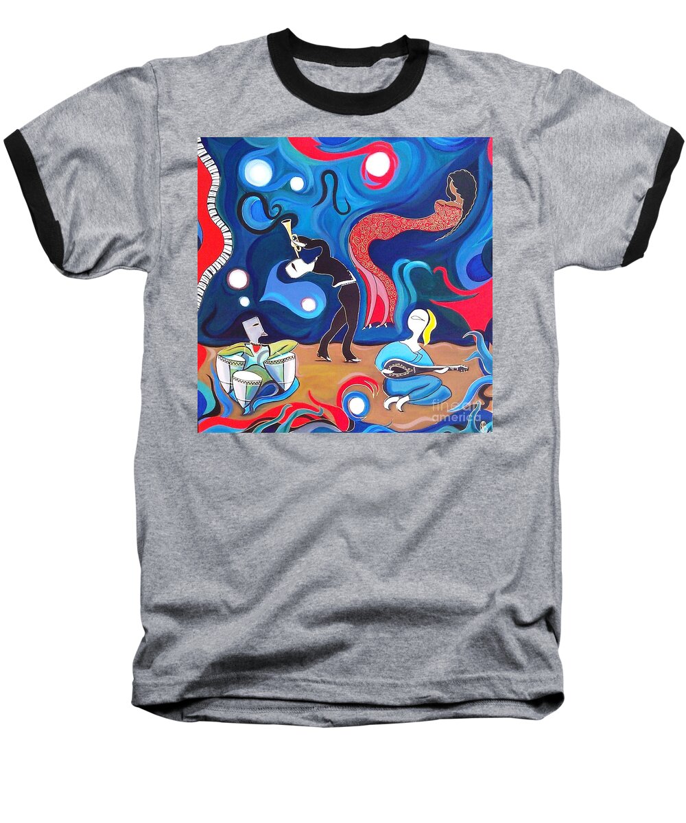 John Lyes Baseball T-Shirt featuring the painting Jazz by John Lyes