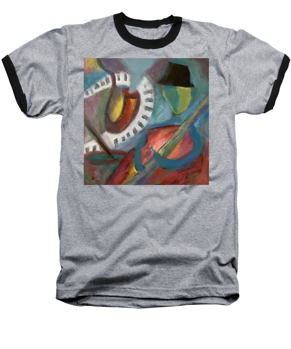 Jazz Baseball T-Shirt featuring the painting All that Jazz #2 by Victoria Lakes