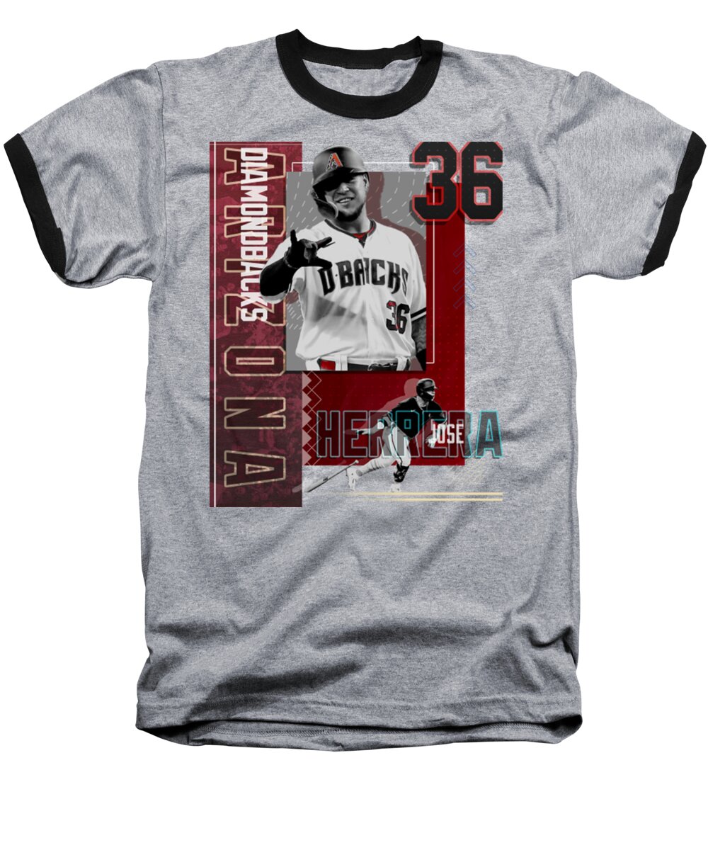 Football Baseball T-Shirt featuring the digital art Jose Herrera Baseball Paper Poster Diamondbacks 2 by Kelvin Kent