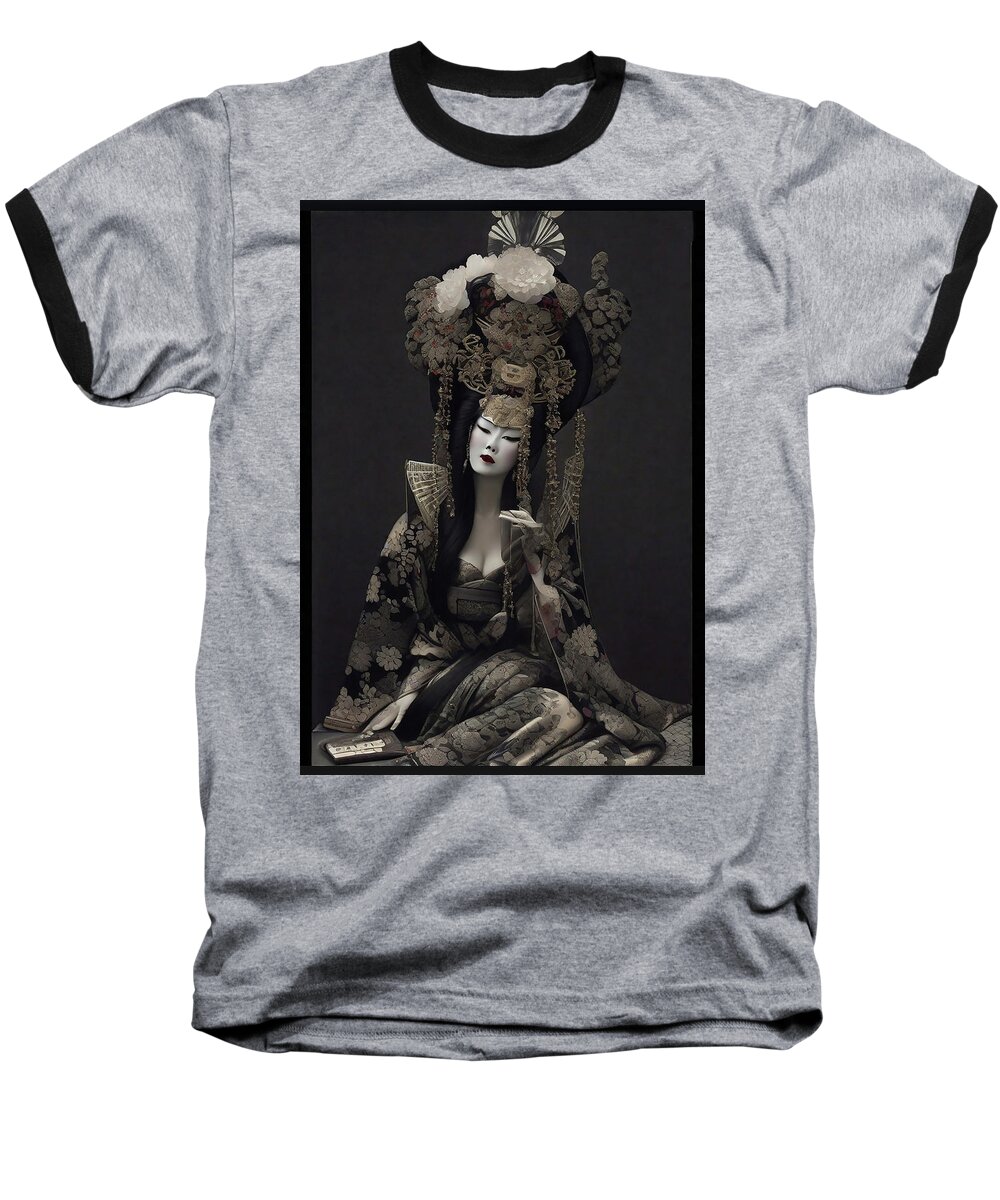 Theatre Baseball T-Shirt featuring the photograph Kabuki Seated by Richard Wiggins