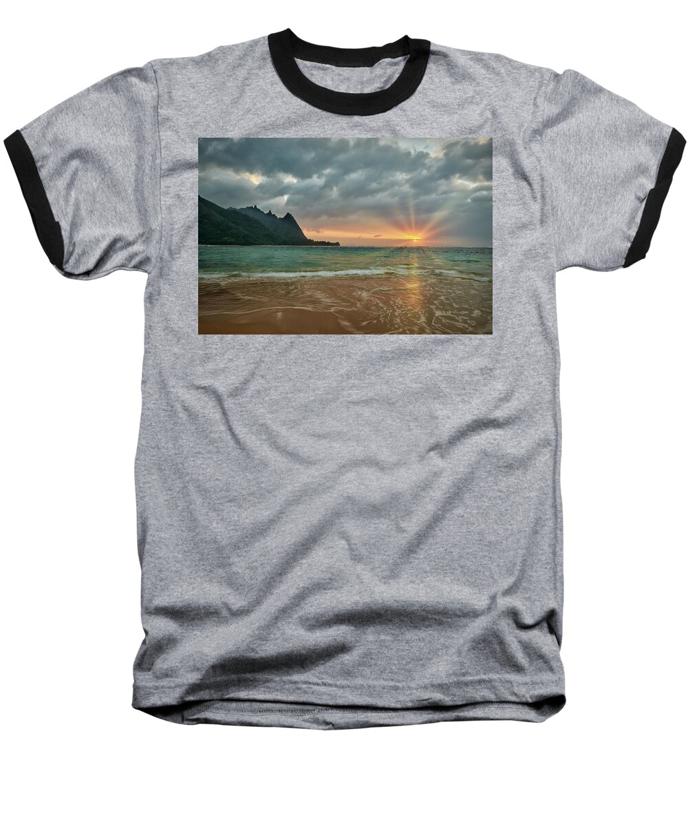 Nature Baseball T-Shirt featuring the photograph Kauai Sunset by Jon Glaser