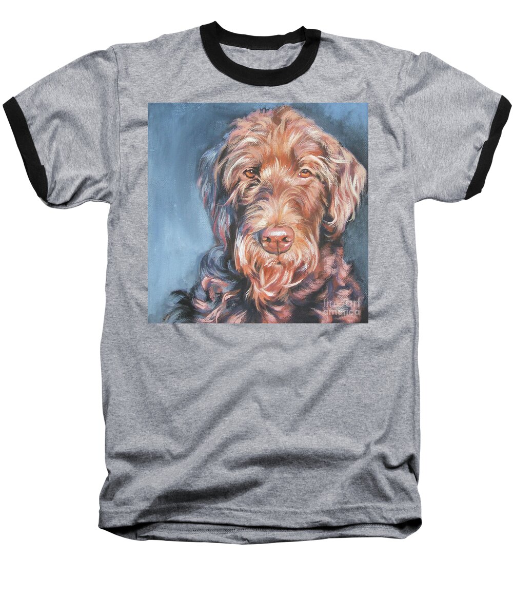 Labradoodle Baseball T-Shirt featuring the painting Labradoodle by Lee Ann Shepard
