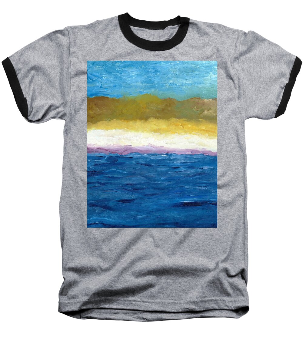 Abstract Landscape Baseball T-Shirt featuring the painting Lake Michigan Dunes Study by Michelle Calkins