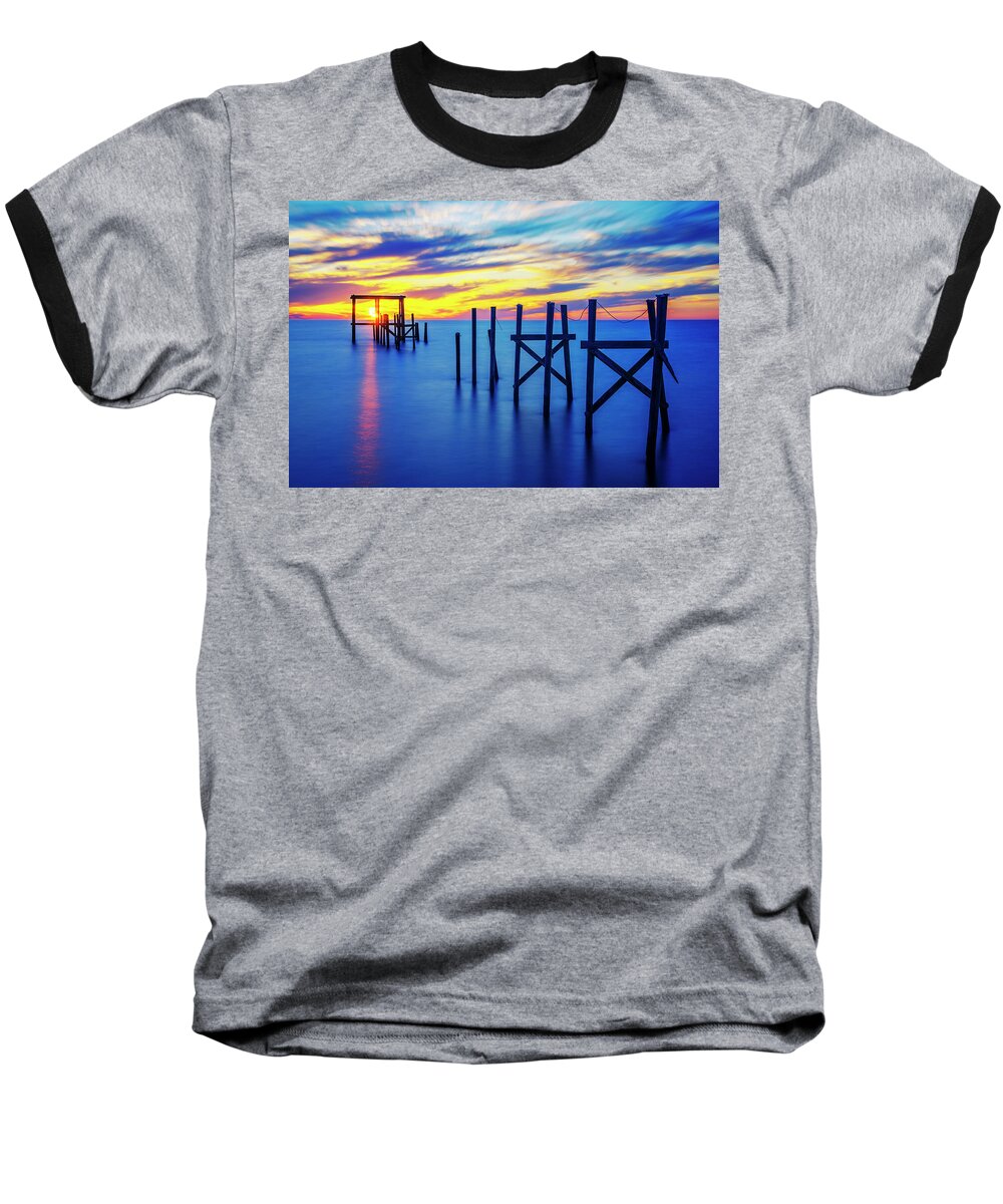 Louisiana Baseball T-Shirt featuring the photograph Lake Pontchartrain Light Show by Andy Crawford