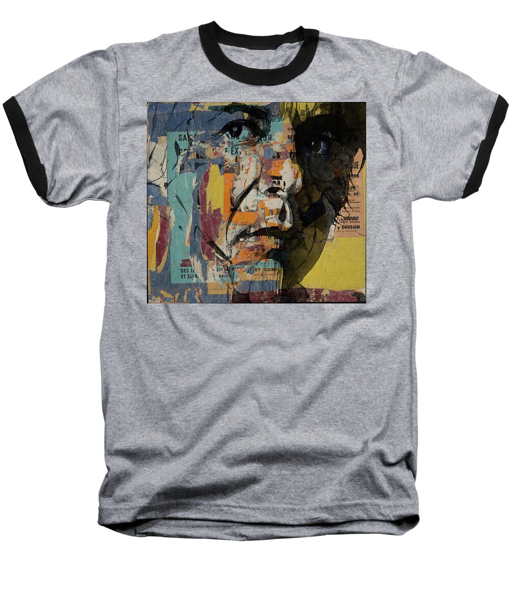 Leonard Cohen Art Baseball T-Shirt featuring the mixed media Last Years Man - Leonard Cohen by Paul Lovering