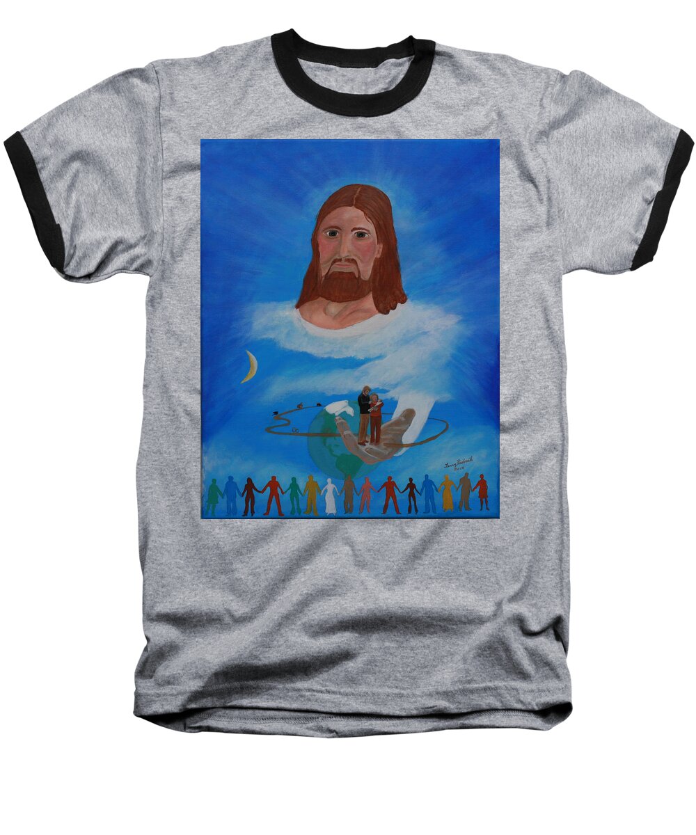 Jesus Baseball T-Shirt featuring the painting Lean into my Love by Terry Frederick