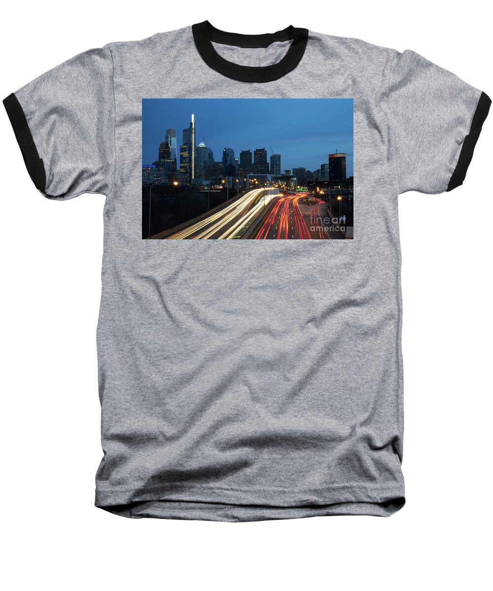 Philadelphia Baseball T-Shirt featuring the photograph Lights in the City of Brotherly Love by Paul Watkins