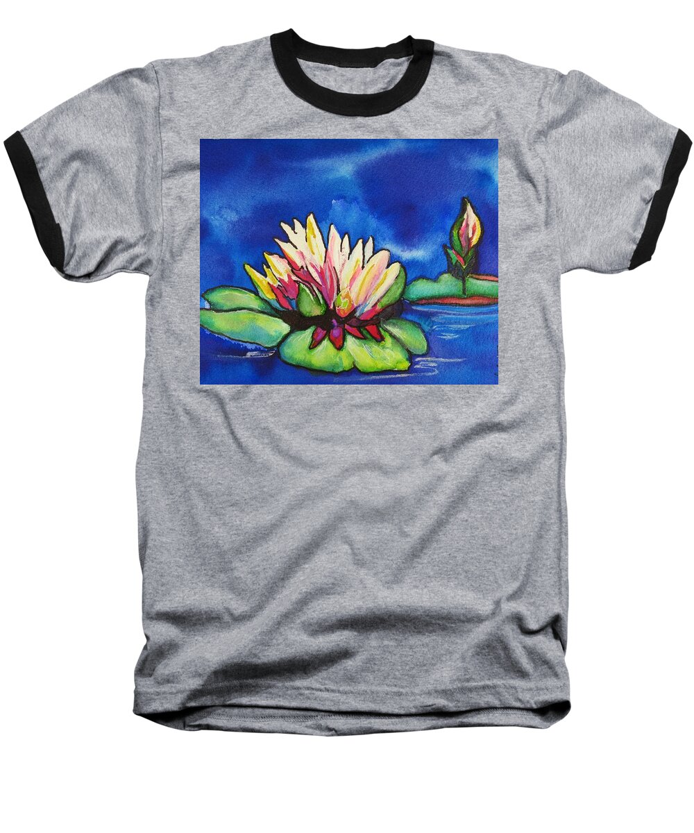 Lily Pad Baseball T-Shirt featuring the painting Lily's Pad by Dale Bernard