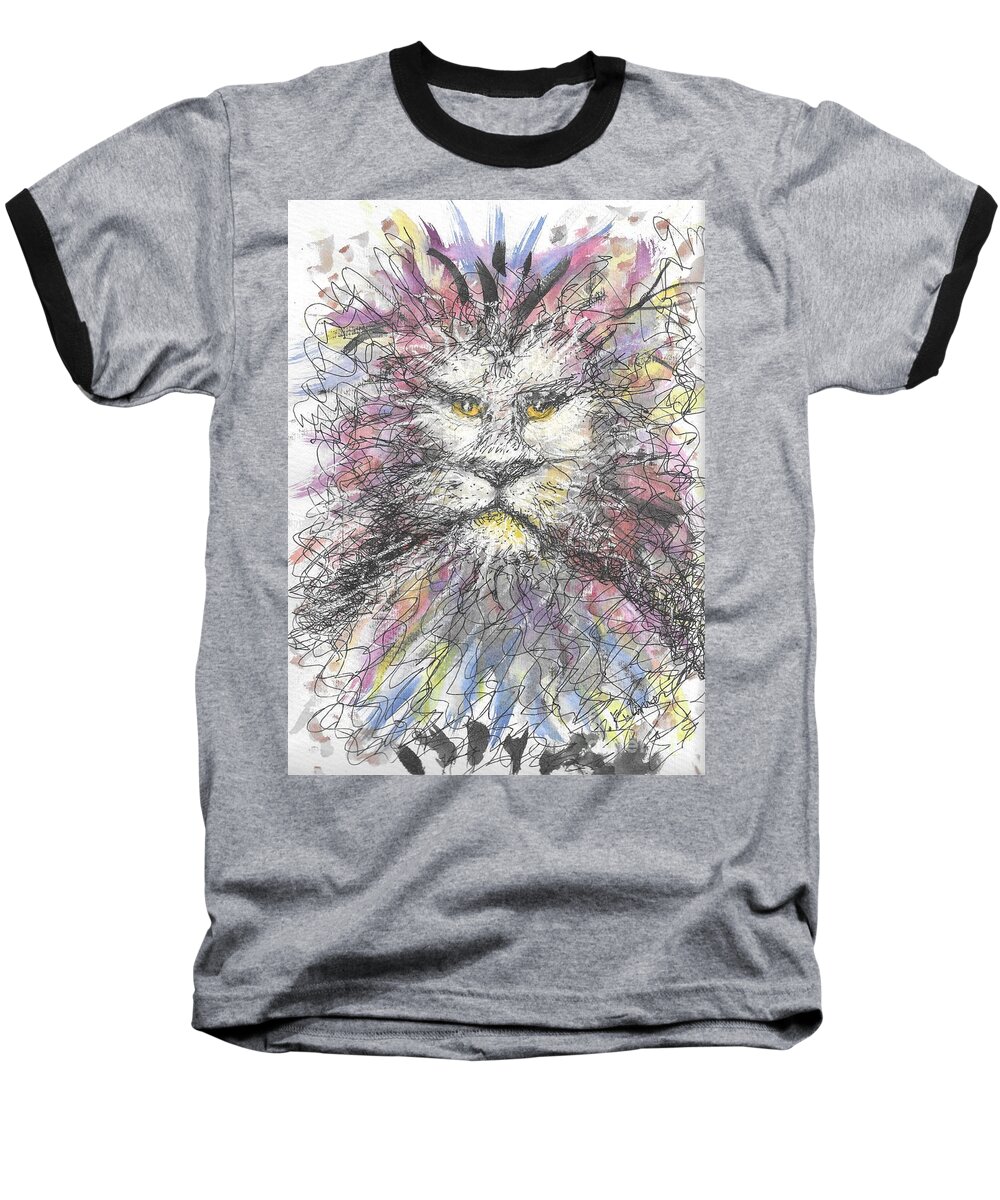 Lion's Gate Baseball T-Shirt featuring the mixed media Lion's Gate 8 8 by Denise F Fulmer