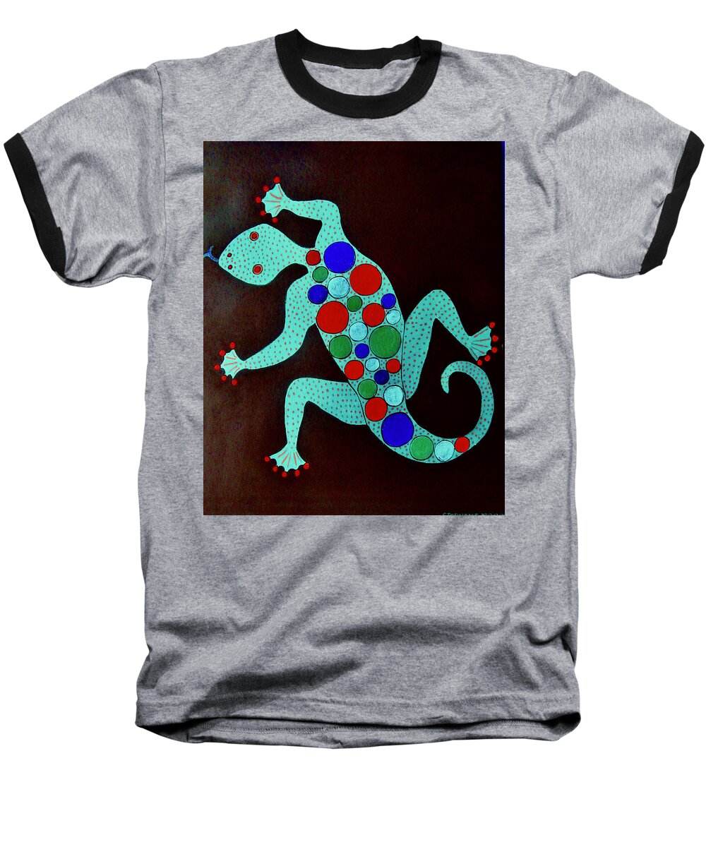 Lizard Baseball T-Shirt featuring the painting Lizard by Stephanie Moore