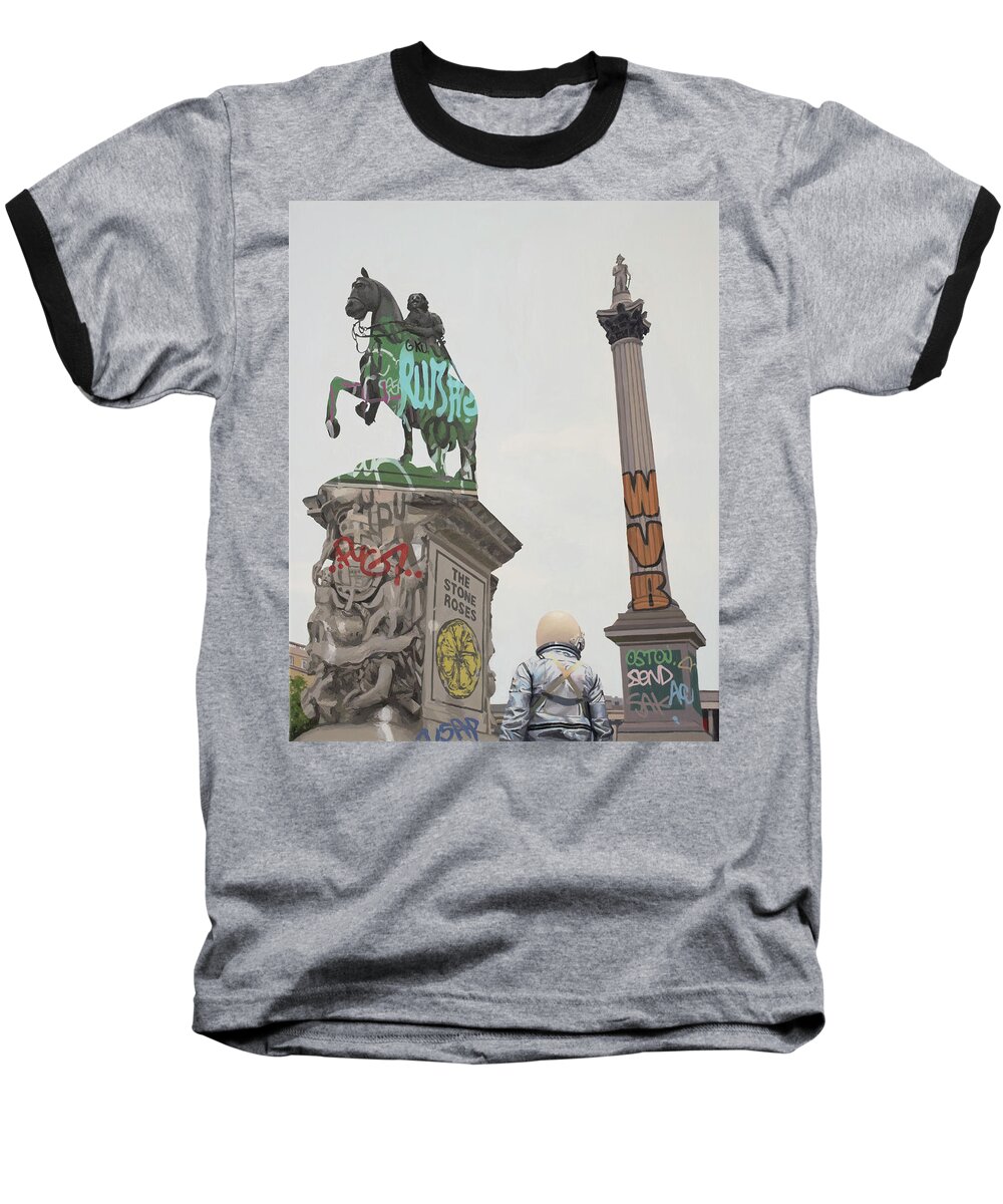 Astronaut Baseball T-Shirt featuring the painting London Stone Roses by Scott Listfield