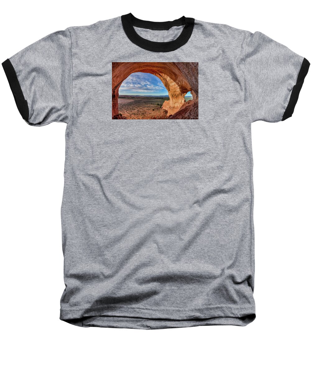 Moab Baseball T-Shirt featuring the photograph Looking Glass Alcove and Arch by Dan Norris