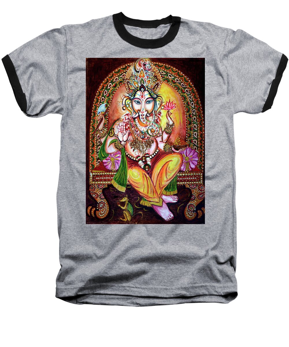 Ganesha Baseball T-Shirt featuring the painting Lord GANESHA by Harsh Malik