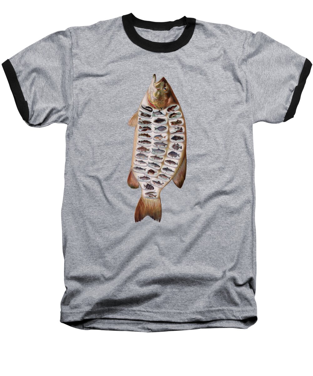 Fish Baseball T-Shirt featuring the digital art Lots Of Fish by Madame Memento