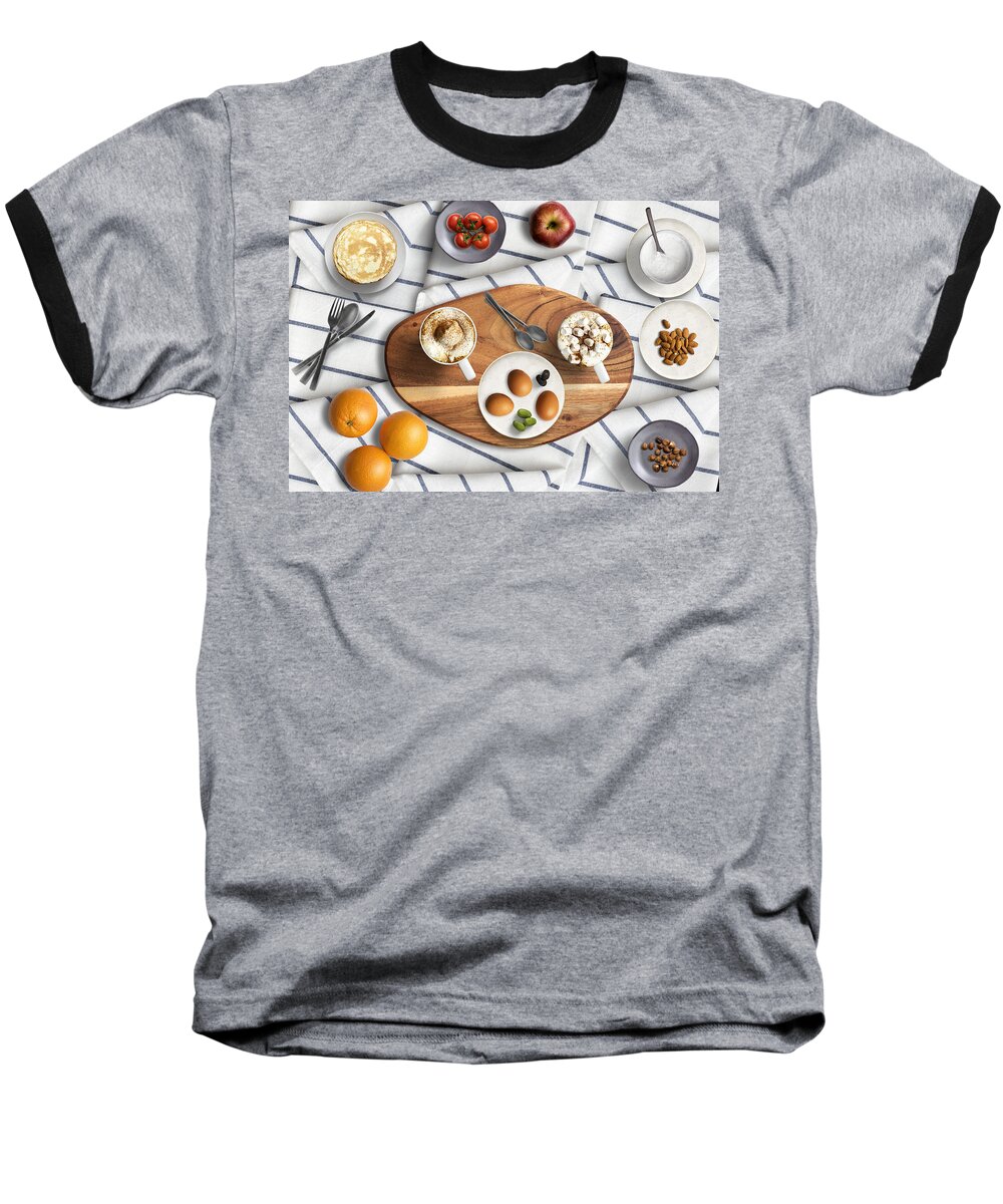 Breakfast Baseball T-Shirt featuring the photograph Lovely Breakfast For Two by Johanna Hurmerinta