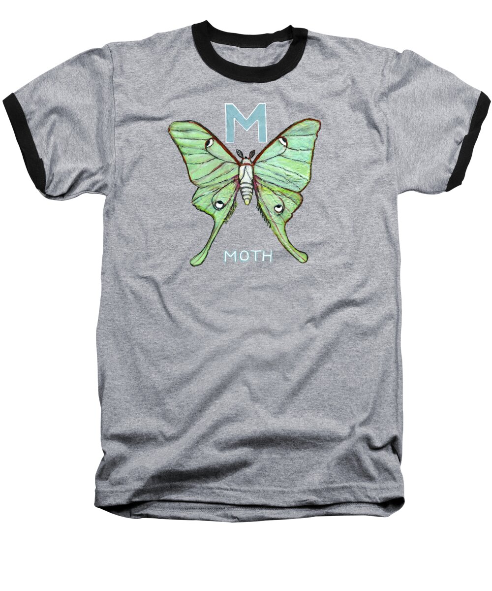 Luna Moth Baseball T-Shirt featuring the mixed media Luna Moth Lepidoptera by Blenda Studio